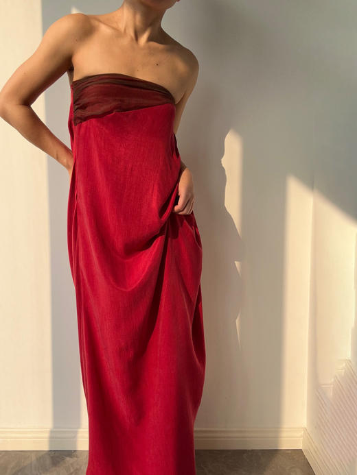 ranyepersonal｜抹胸铜氨红色连衣裙 [ 红TOUCH24DR06-3 ] 商品图9