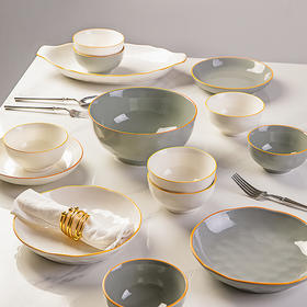 摩登主妇莫迪灰高级感碗碟套装家用2024新款碗具盘子乔迁新居餐具