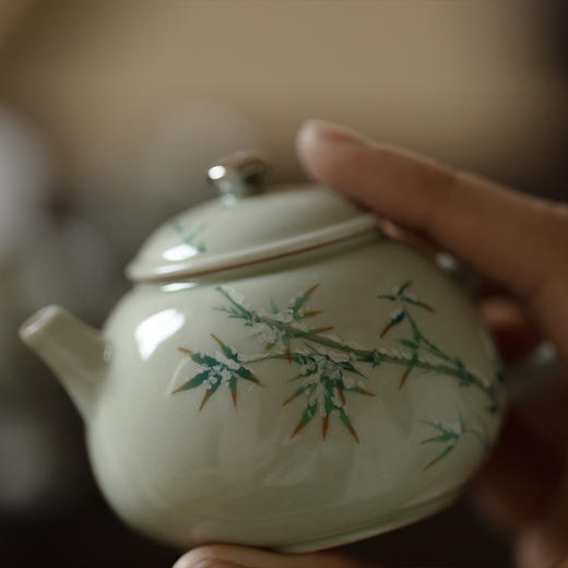 束刻<秘黄釉茶壶> 商品图1