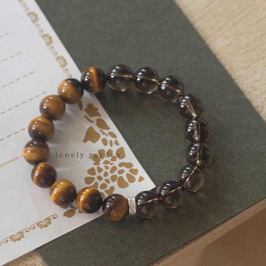 【黄虎眼石茶晶手链】情侣男女款 天然单圈设计款 小众文艺复古手饰显白手串  商品图0