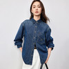 【内购】通勤翻领明线设计前短后长下摆宽松落肩再生纤维水洗牛仔棉外套-W51W58819 商品缩略图2