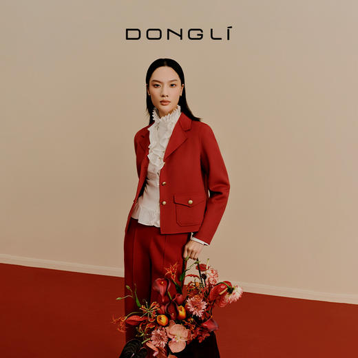 东黎 • 小山羊绒女士秋冬西服领小香风双面呢羊绒大衣 3322 商品图2