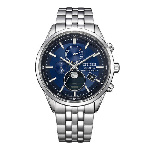 西铁城CITIZEN光动能电波不锈钢带月相时尚男表BY1030-50L 商品图5