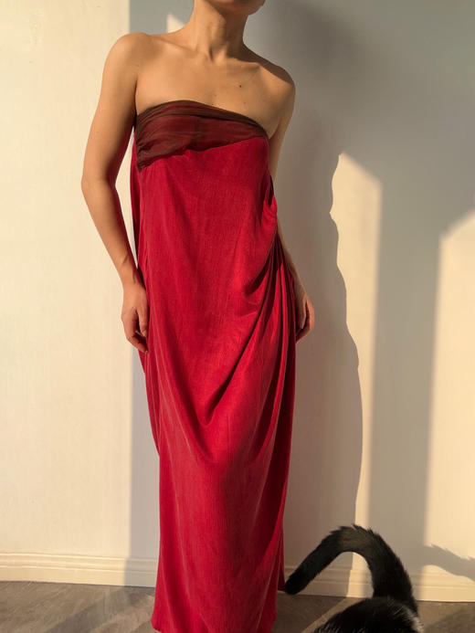 ranyepersonal｜抹胸铜氨红色连衣裙 [ 红TOUCH24DR06-3 ] 商品图3