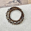 【新中式金丝檀木串珠手链】古风高颜值手饰 复古双圈木质灰玛瑙手串  商品缩略图1