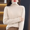 100%纯羊毛衫女卷口高领毛衣堆堆领纯色打底 商品缩略图2