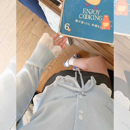 <曾小咸推荐>新品现货秒杀！卖完下架不再补 ！微信粉丝打折价！！下摆蕾丝花边抽绳系扣针织衫 日常169.99/件 立减80 秒杀89.99/件！！ 商品图1