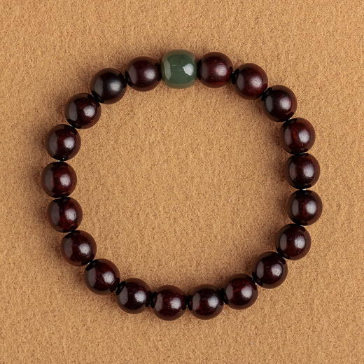 【印度小叶紫檀木手串】男女情侣款 金丝檀木文玩佛珠和田玉女念珠手链  商品图5