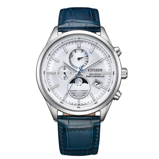 西铁城CITIZEN光动能电波皮带月相时尚男表BY1030-09A 商品图1