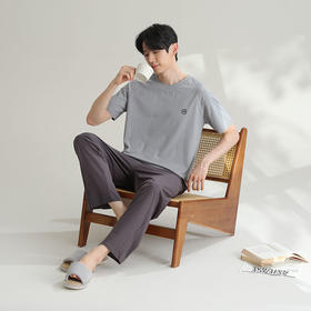男士夏季睡衣套装  纯棉短袖家居服芬腾