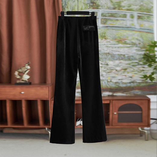【高货wl】全新升级【铂金会员257/天猫349/差价92】(90419) 洛诗琳时尚休闲气质丝绒女长裤秋冬新款松紧腰加绒长裤 商品图1