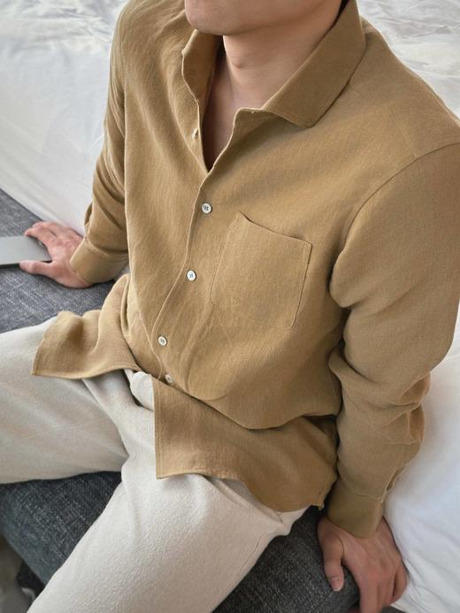 【顺丰包邮】41849 LP同款时尚轻奢风温莎领老钱风高级感亚麻男士衬衫1030 商品图0