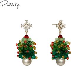 1F【Riotlily艾特里里】Riotlily/艾特里里甜意之旅系列耳环多彩圣诞树雪花趣味耳钉耳坠