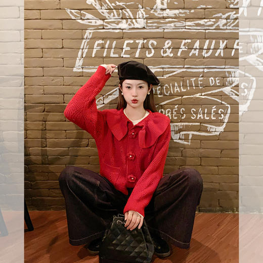 <曾小咸推荐>荷叶边领毛衣开衫 日常219.99/件 立减130 秒杀89.99/件！！ 商品图3