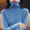 100%纯羊毛衫女卷口高领毛衣堆堆领纯色打底 商品缩略图5