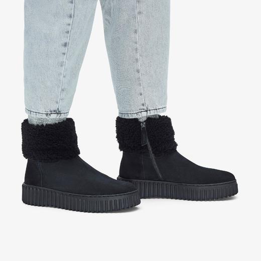 圣诞好折！Clarks 新款Torhill羊羔毛厚底女靴 黑色还有码 商品图2