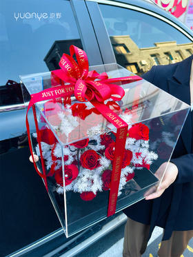 【浪漫邂逅】高档亚克力红玫瑰混搭鲜花礼盒