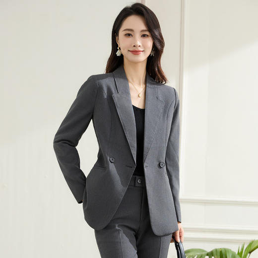 【上衣+裤子】罗蒙春秋双排扣西服套装女士商务通勤职业时尚百搭西装两件套 商品图4