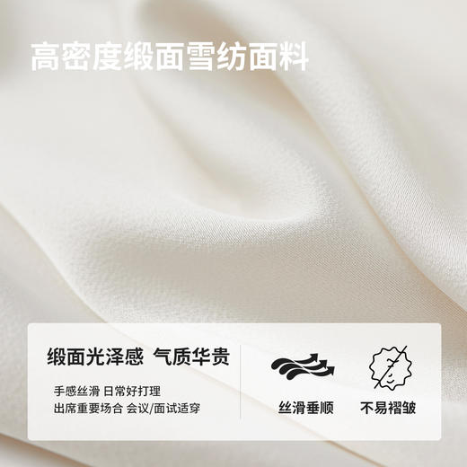 【内购】经典通勤衬衫职场通勤缎面雪纺光泽感双层门襟设计H版型衬衫-151C57628 商品图4