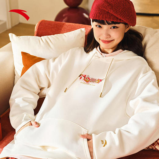 安踏（ANTA）好事发生丨新年款红色连帽卫衣男宽松保暖长袖上衣152518702 商品图7