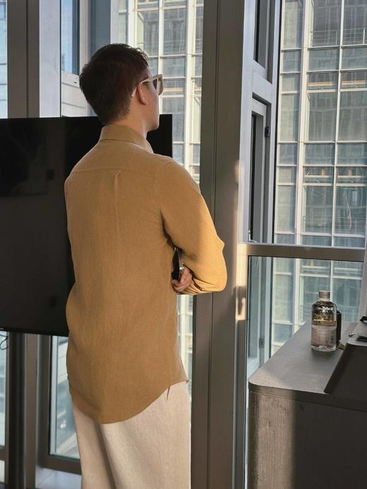 【顺丰包邮】41849 LP同款时尚轻奢风温莎领老钱风高级感亚麻男士衬衫1030 商品图5