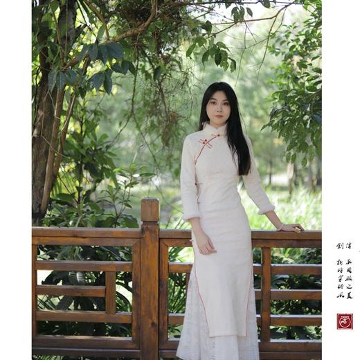 【池梦鲤】米白色蕾丝冬季加厚旗袍年轻日常新中式连衣裙 商品图3