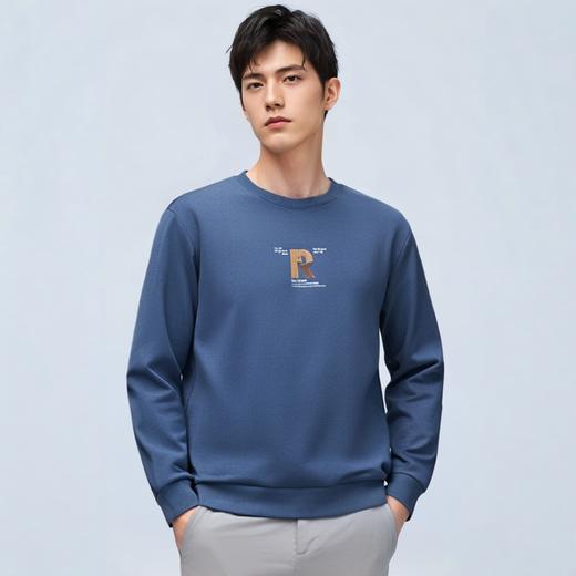 【加绒加厚 蚕丝混纺】罗蒙秋冬加绒保暖卫衣男士时尚潮流胸花卫衣男套头T恤 商品图2