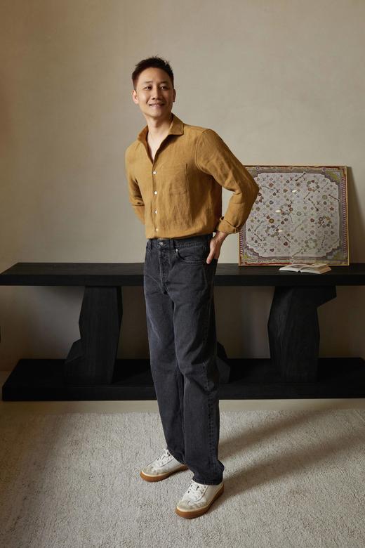 【顺丰包邮】41849 LP同款时尚轻奢风温莎领老钱风高级感亚麻男士衬衫1030 商品图2