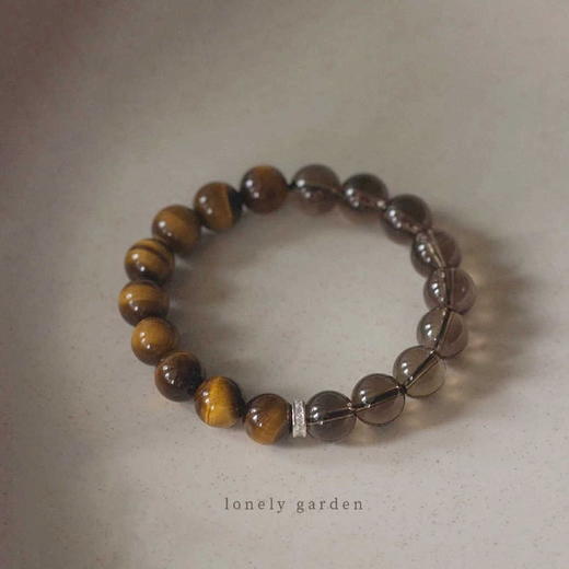 【黄虎眼石茶晶手链】情侣男女款 天然单圈设计款 小众文艺复古手饰显白手串  商品图2