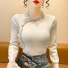 SMZ33728半高领钉珠蕾丝拼接针织衫毛衣女2024冬新款修身内搭长袖打底上衣 商品缩略图3