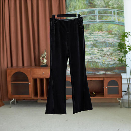 【高货wl】全新升级【铂金会员257/天猫349/差价92】(90419) 洛诗琳时尚休闲气质丝绒女长裤秋冬新款松紧腰加绒长裤 商品图0