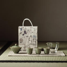 束刻<越窑青瓷五行盖碗套组>