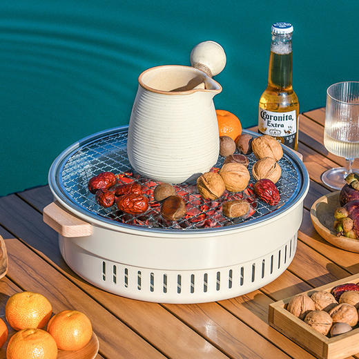 围炉煮茶桌子户外取暖炉家用野餐炭火炉便携式露营烧烤两用电围炉 商品图2