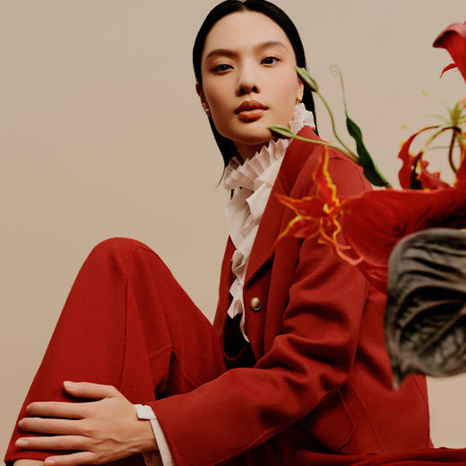 东黎 • 小山羊绒女士秋冬西服领小香风双面呢羊绒大衣 3322 商品图8