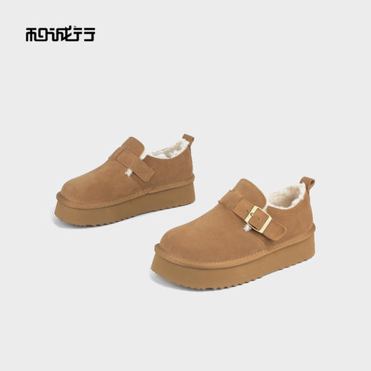 和诚行 2024秋冬新款百搭厚底加绒保暖低帮休闲鞋雪地靴0470198 商品图2