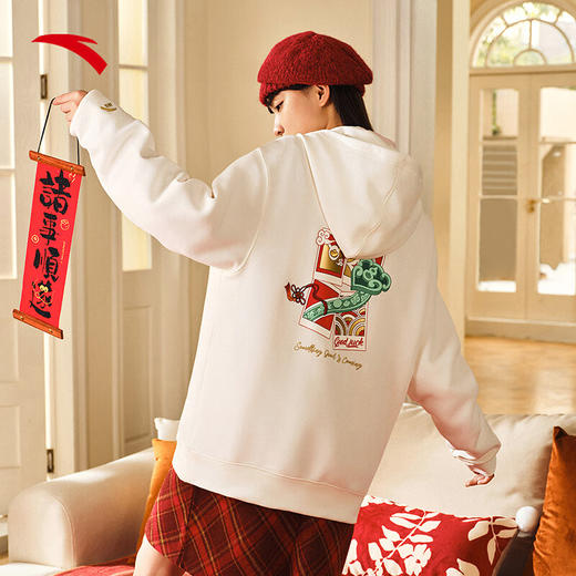 安踏（ANTA）好事发生丨新年款红色连帽卫衣男宽松保暖长袖上衣152518702 商品图2