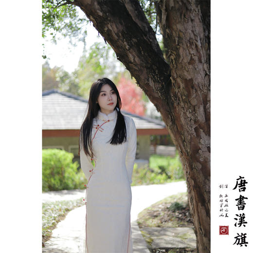 【池梦鲤】米白色蕾丝冬季加厚旗袍年轻日常新中式连衣裙 商品图4