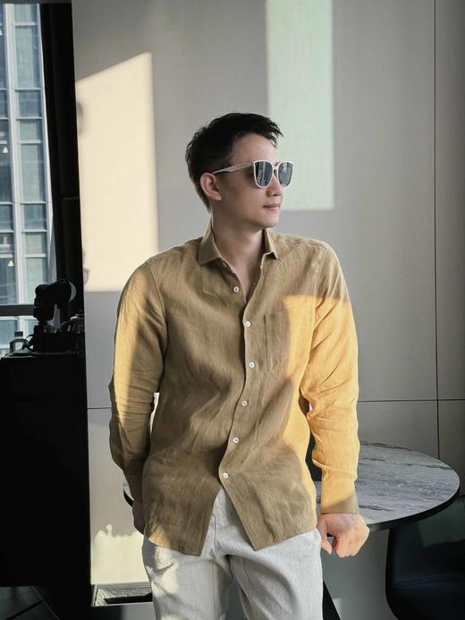 【顺丰包邮】41849 LP同款时尚轻奢风温莎领老钱风高级感亚麻男士衬衫1030 商品图3