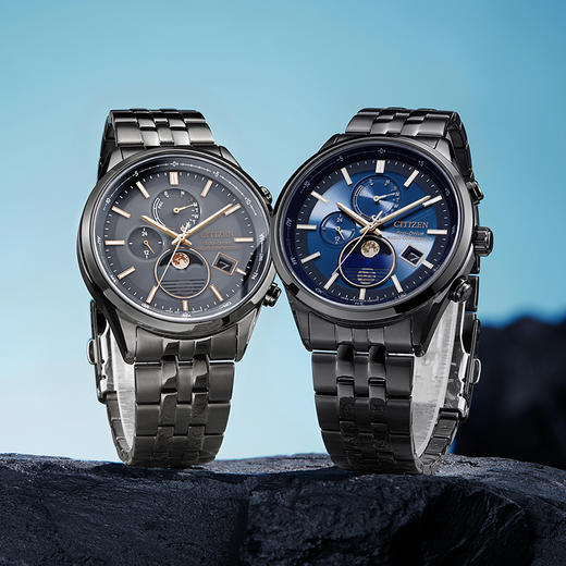 西铁城CITIZEN光动能电波不锈钢BIP覆膜月相男表BY1035-56L 商品图8