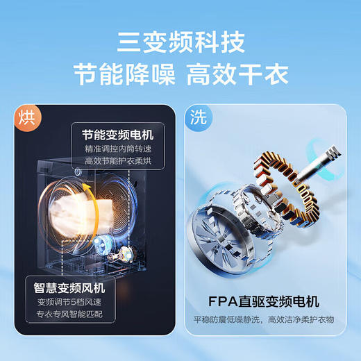 海尔（Haier）云溪386+386洗烘套装10公斤直驱精华洗超薄洗衣机+双擎热泵烘干机组合 商品图4