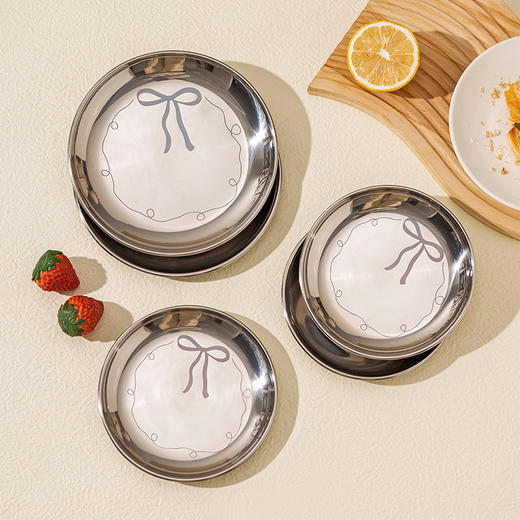 摩登主妇304不锈钢儿童餐盘家用食品级盘子菜盘碟子防摔宝宝餐具 商品图0