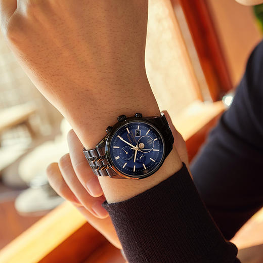 西铁城CITIZEN光动能电波不锈钢BIP覆膜月相男表BY1035-56L 商品图3