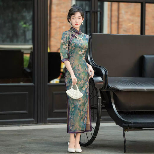 高端旗袍新中式秋日常改良连衣裙年轻气质长款HQ316 商品图0