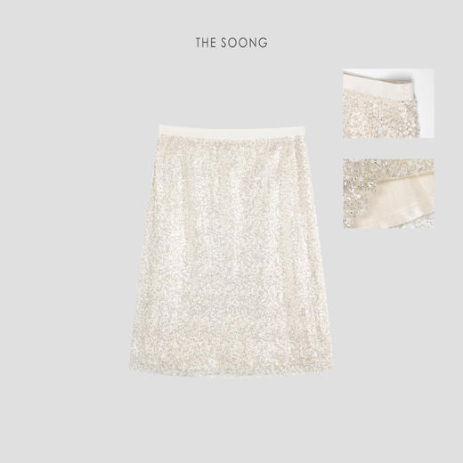 THESOONG|"诠释匠心"全手工金线蕾丝珠片绣花连腰半身裙HWQZ6303 商品图1