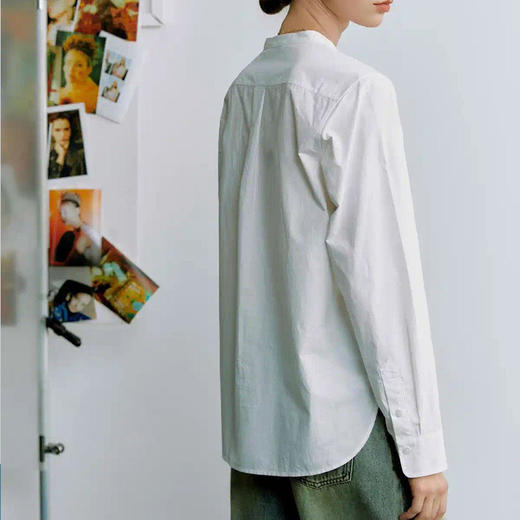 【顺丰包邮】40629 洛诗琳法式设计感简约纯色小圆领百搭衬衫女151 商品图4