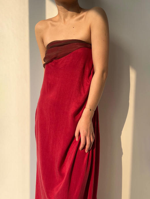 ranyepersonal｜抹胸铜氨红色连衣裙 [ 红TOUCH24DR06-3 ] 商品图8
