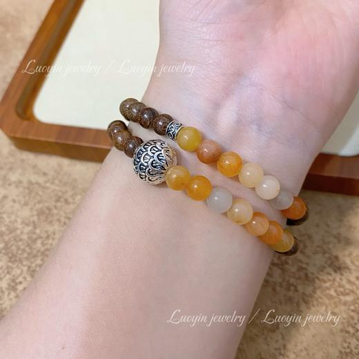 【新中式金丝檀木手链】搭配金丝玉双圈佛珠文玩 男女古风小众木质手串  商品图2