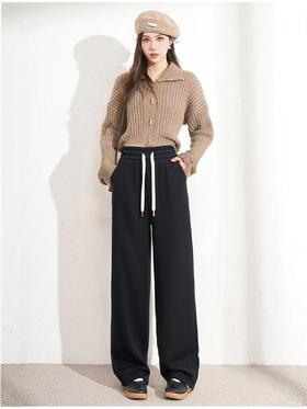  （NO退）613 4-3 春季气质显瘦休闲百搭阔腿直筒裤-喜出