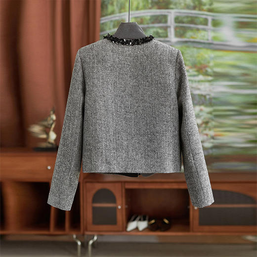 【高货wl】全新升级【铂金会员367/天猫489/差价122】(90143) 洛诗琳重工亮片钉珠外套女新款羊毛小香风名媛气质外套女 商品图1