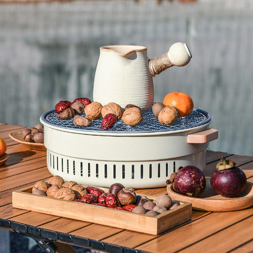 围炉煮茶桌子户外取暖炉家用野餐炭火炉便携式露营烧烤两用电围炉 商品图0